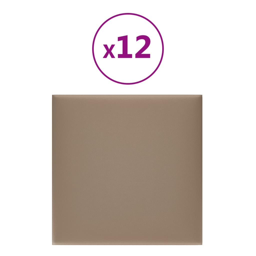 Pannelli Murali 12 pz Cappuccino 30x30 cm Similpelle 1,08 m²