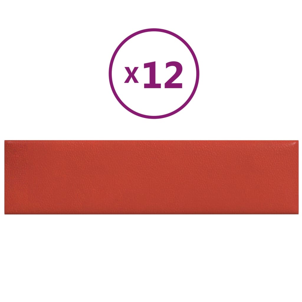 Pannelli Murali 12 pz Rossi 60x15 cm Similpelle 1,08 m²