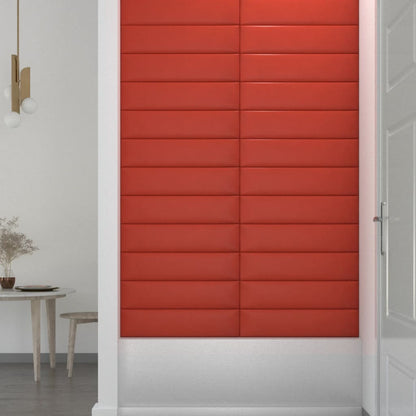 Pannelli Murali 12 pz Rossi 60x15 cm Similpelle 1,08 m²
