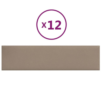Pannelli Murali 12 pz Cappuccino 60x15 cm Similpelle 1,08 m²