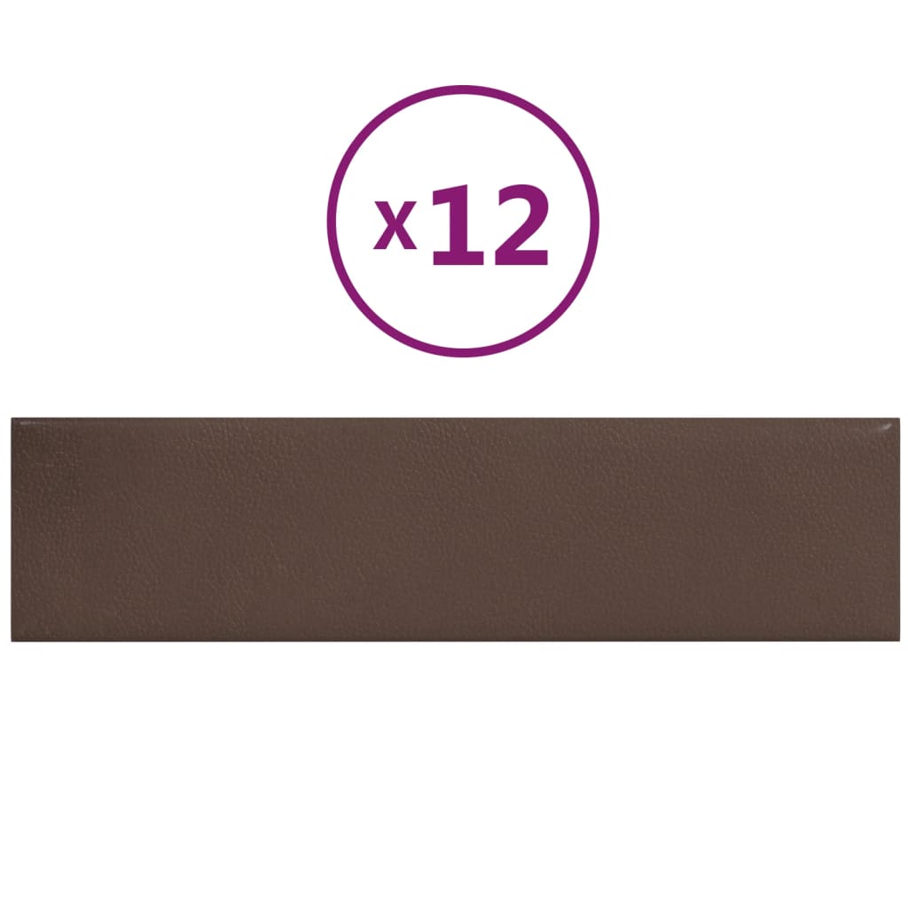 Pannelli Murali 12 pz Marrone 60x15 cm Similpelle 1,08 m²