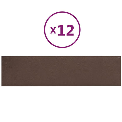 Pannelli Murali 12 pz Marrone 60x15 cm Similpelle 1,08 m²
