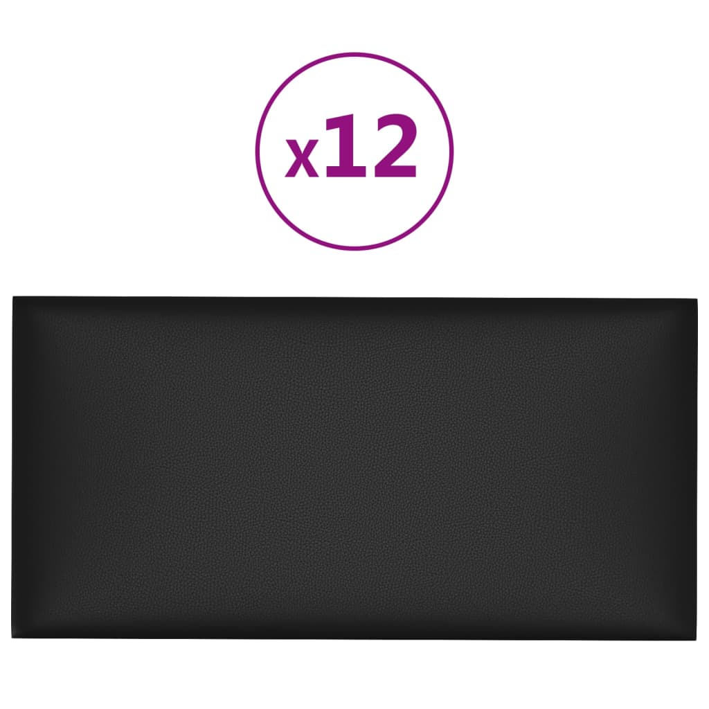 Pannelli Murali 12 pz Neri 60x30 cm Similpelle 2,16 m²