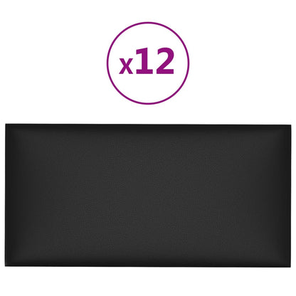 Pannelli Murali 12 pz Neri 60x30 cm Similpelle 2,16 m²