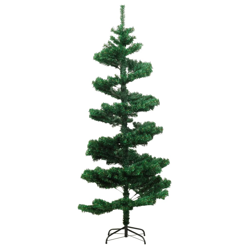Albero di Natale Preilluminato con Vaso Verde 150 cm in PVC