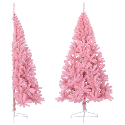 Albero di Natale Artificiale a MetÃ  con Supporto Rosa 180cm PVC