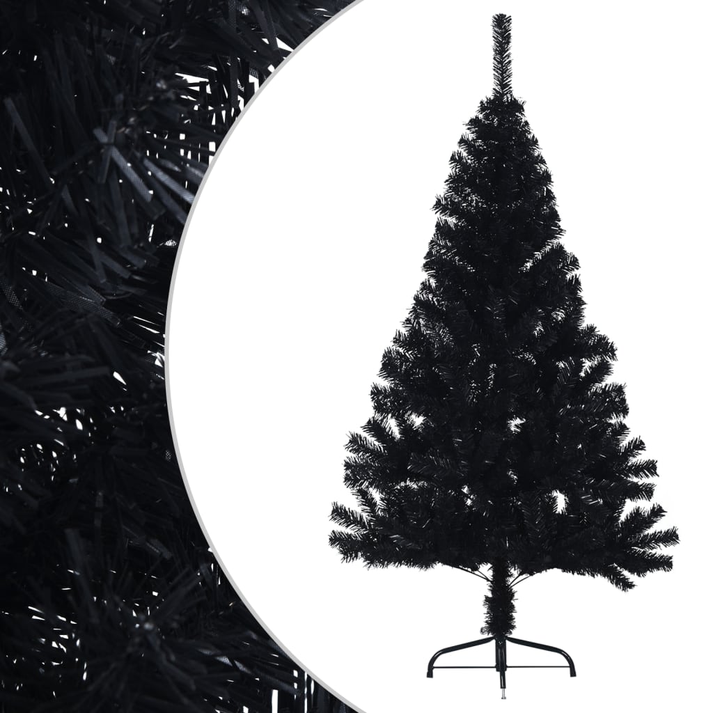 Albero di Natale Artificiale a MetÃ  con Base Nero 120 cm PVC