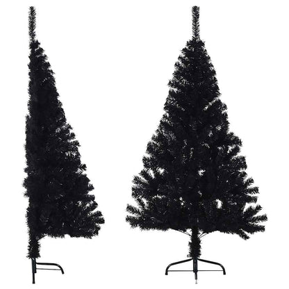 Albero di Natale Artificiale a MetÃ  con Base Nero 150 cm PVC