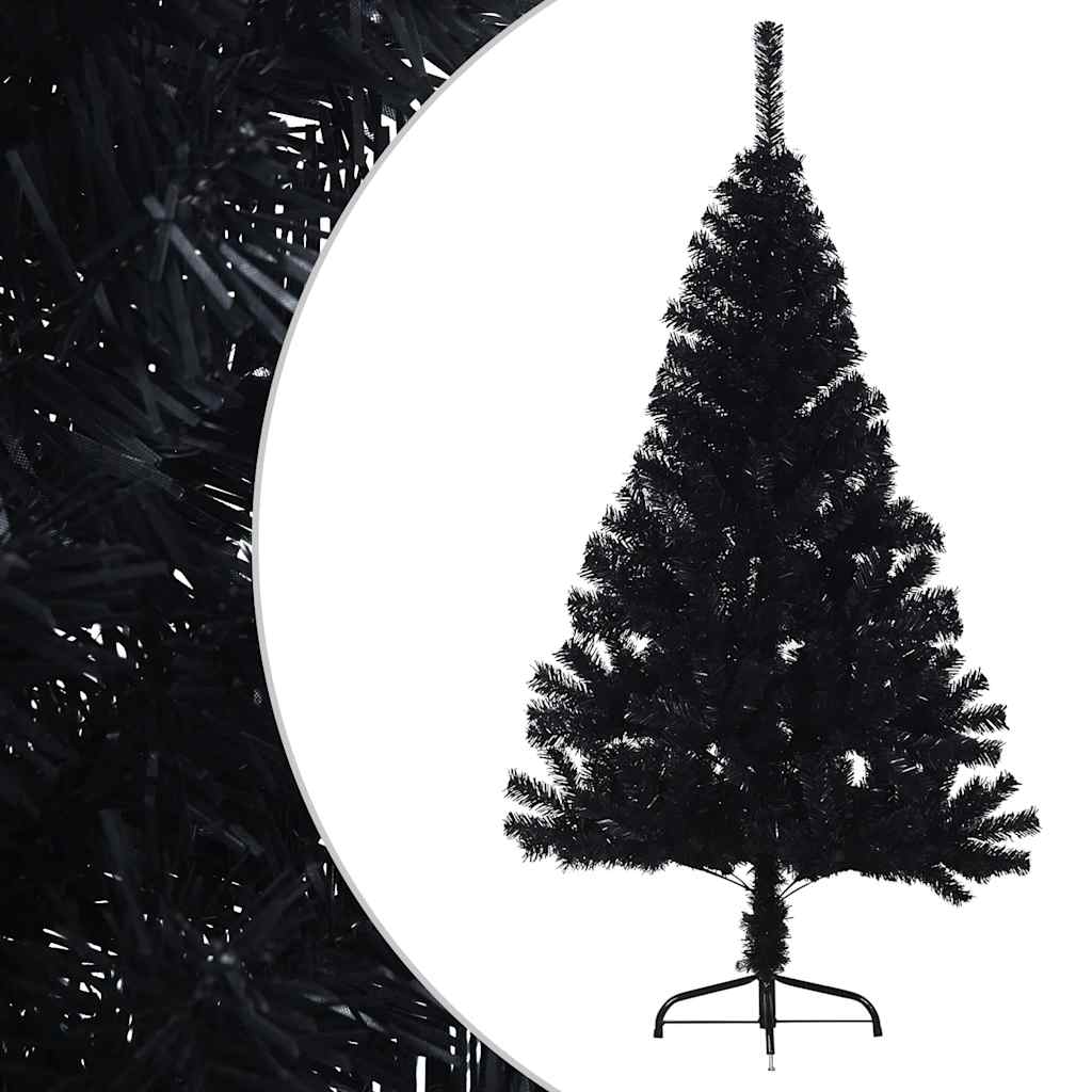 Albero di Natale Artificiale a MetÃ  con Base Nero 150 cm PVC