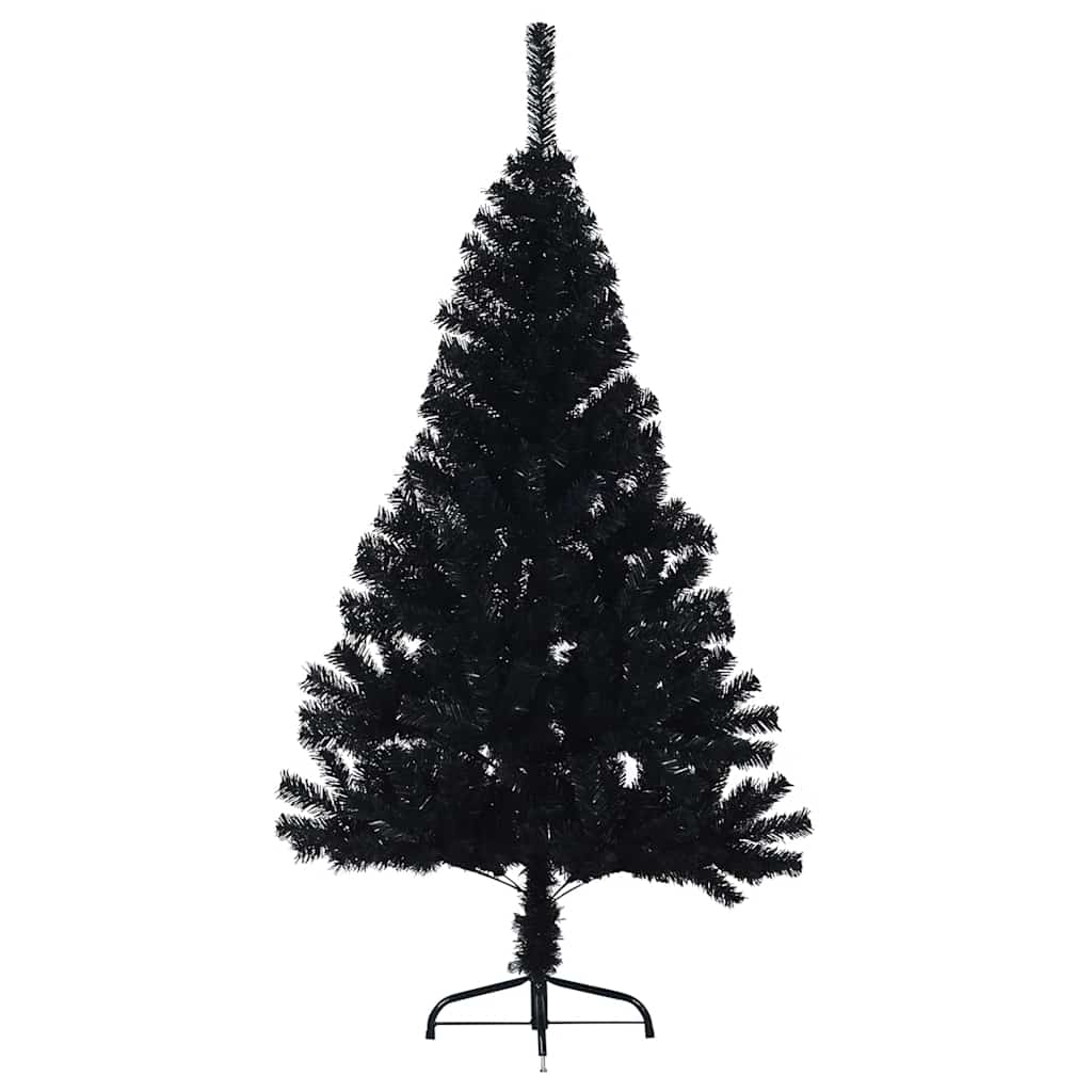 Albero di Natale Artificiale a MetÃ  con Base Nero 150 cm PVC