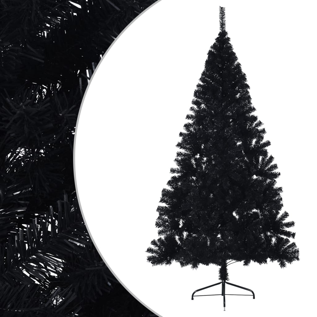 Albero di Natale Artificiale a MetÃ  con Base Nero 210 cm PVC