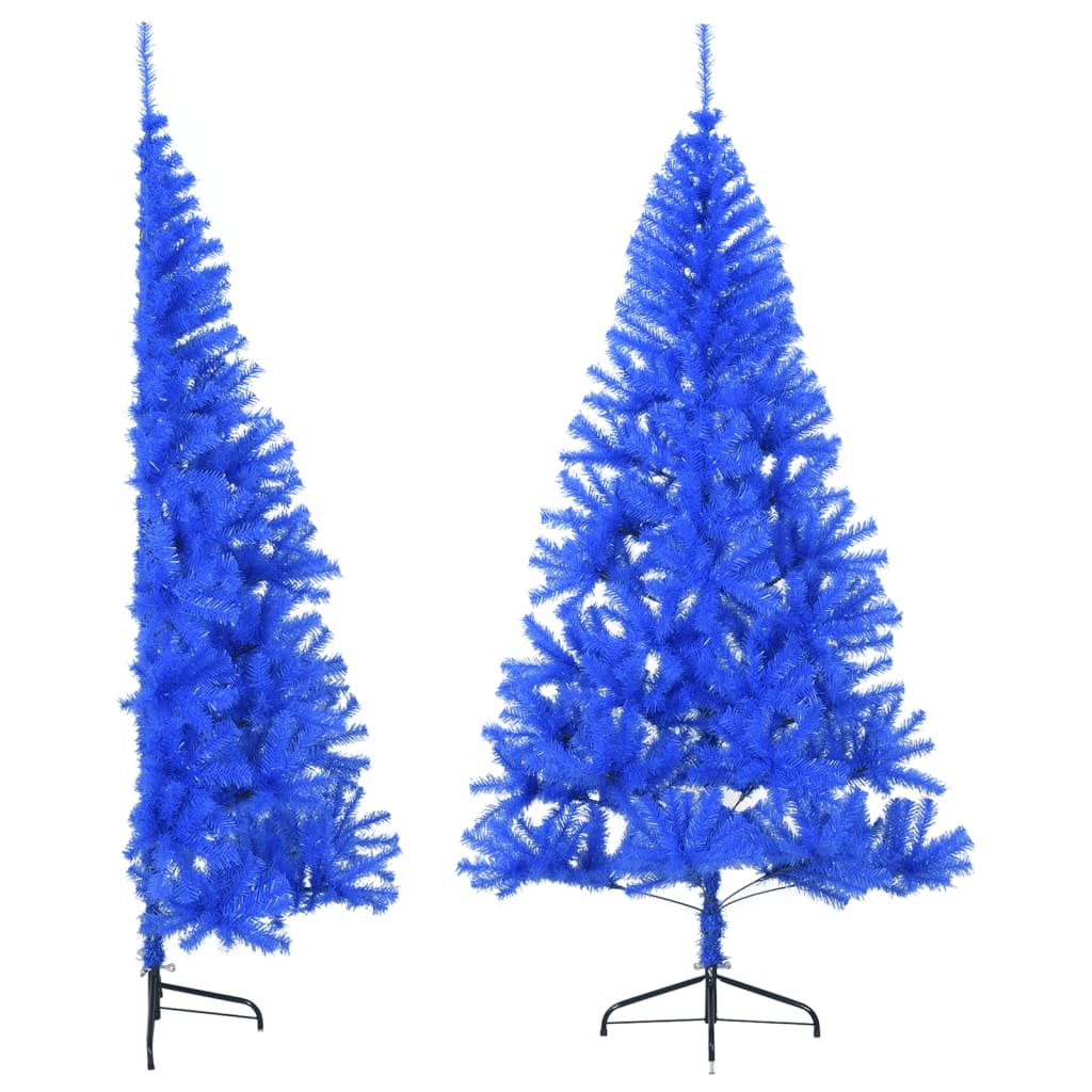 Albero di Natale Artificiale a MetÃ  con Supporto Blu 210 cm PVC
