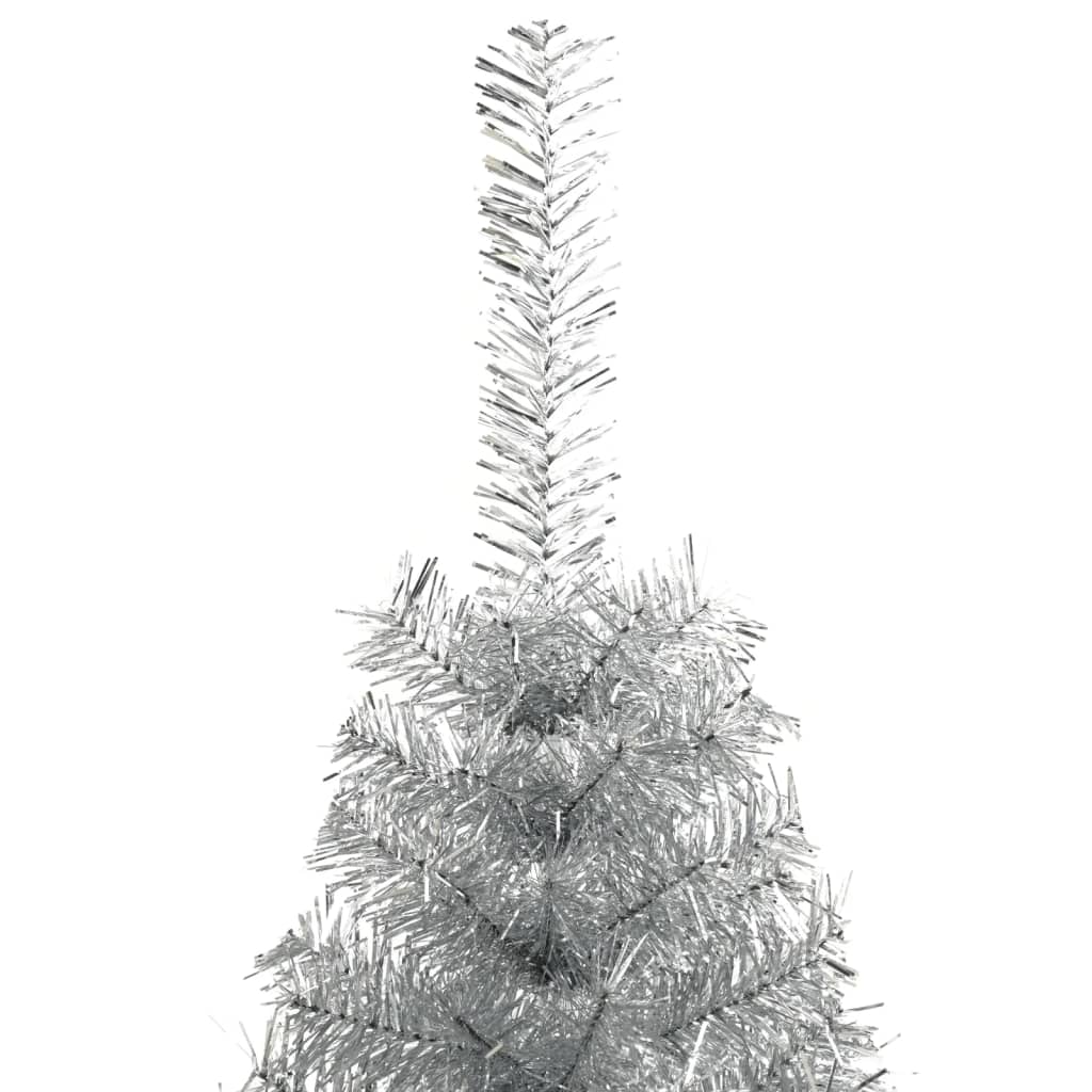 Albero di Natale a Metà con Supporto Argento 120 cm PET