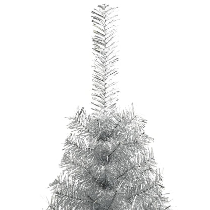 Albero di Natale a Metà con Supporto Argento 120 cm PET