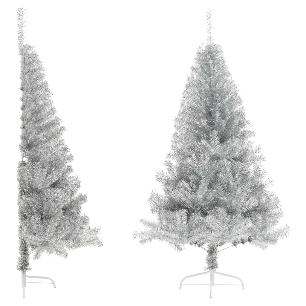 Albero di Natale a MetÃ  con Supporto Argento 150 cm PET