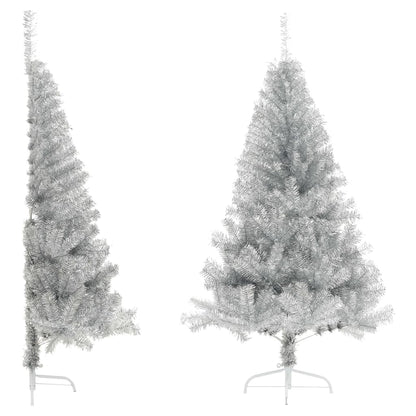 Albero di Natale a MetÃ  con Supporto Argento 150 cm PET