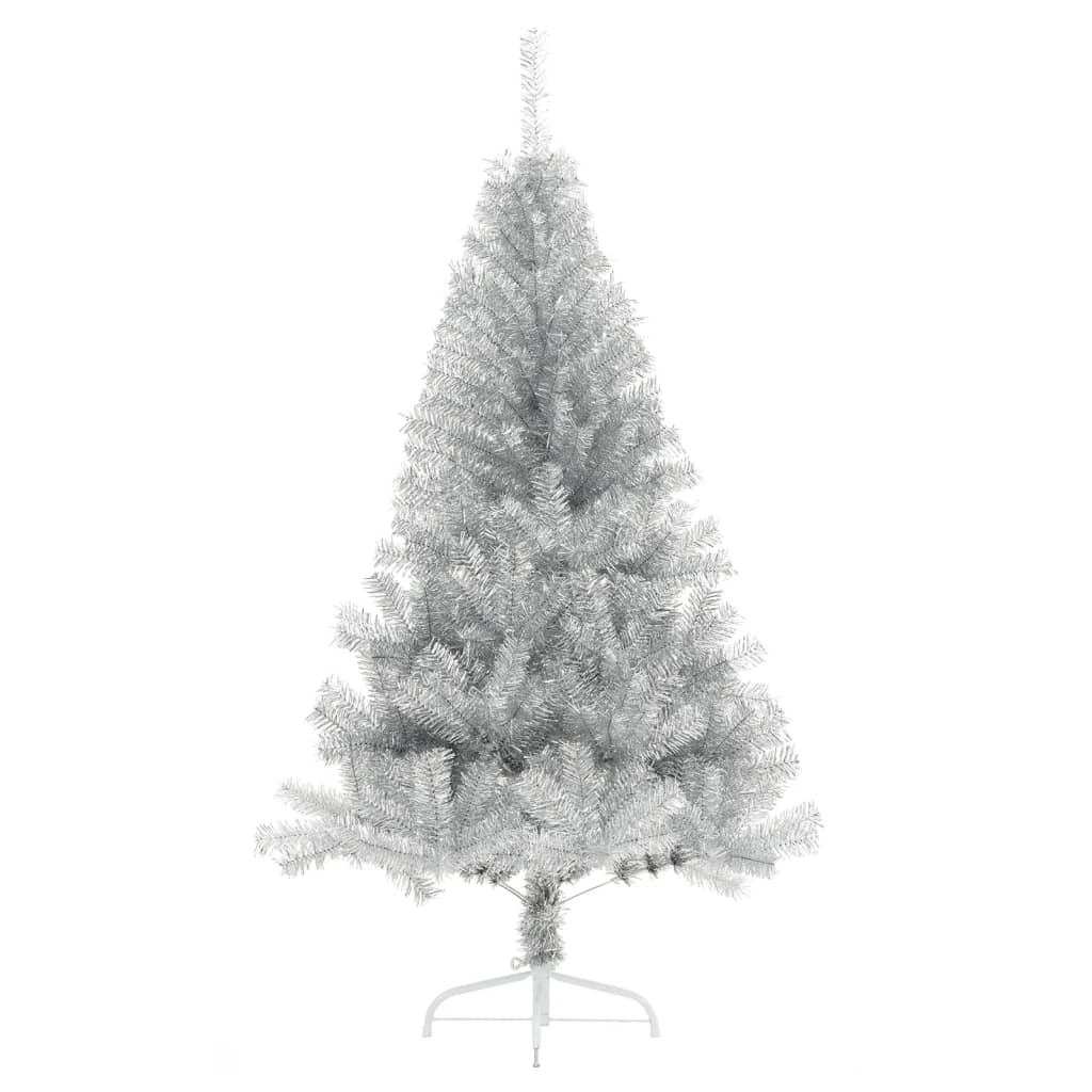 Albero di Natale a MetÃ  con Supporto Argento 150 cm PET
