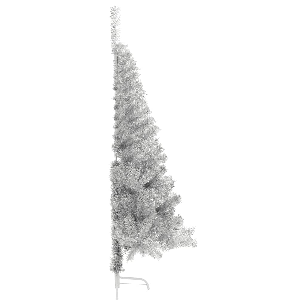 Albero di Natale a MetÃ  con Supporto Argento 150 cm PET