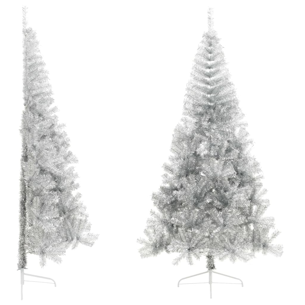 Albero di Natale a MetÃ  con Supporto Argento 210 cm PET