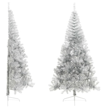 Albero di Natale a MetÃ  con Supporto Argento 210 cm PET