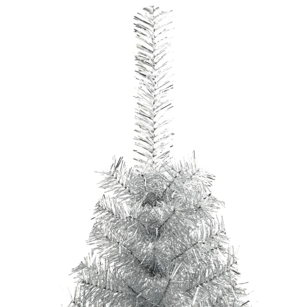 Albero di Natale a MetÃ  con Supporto Argento 210 cm PET