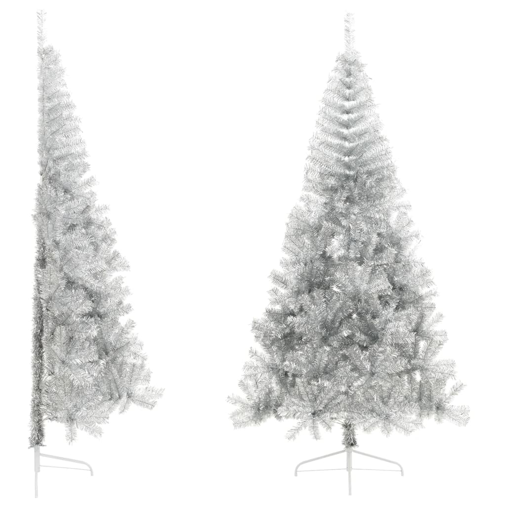 Albero di Natale a MetÃ  con Supporto Argento 240 cm PET