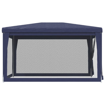 Tenda per Feste con 4 Pareti Laterali in Rete Blu 3x4 m HDPE