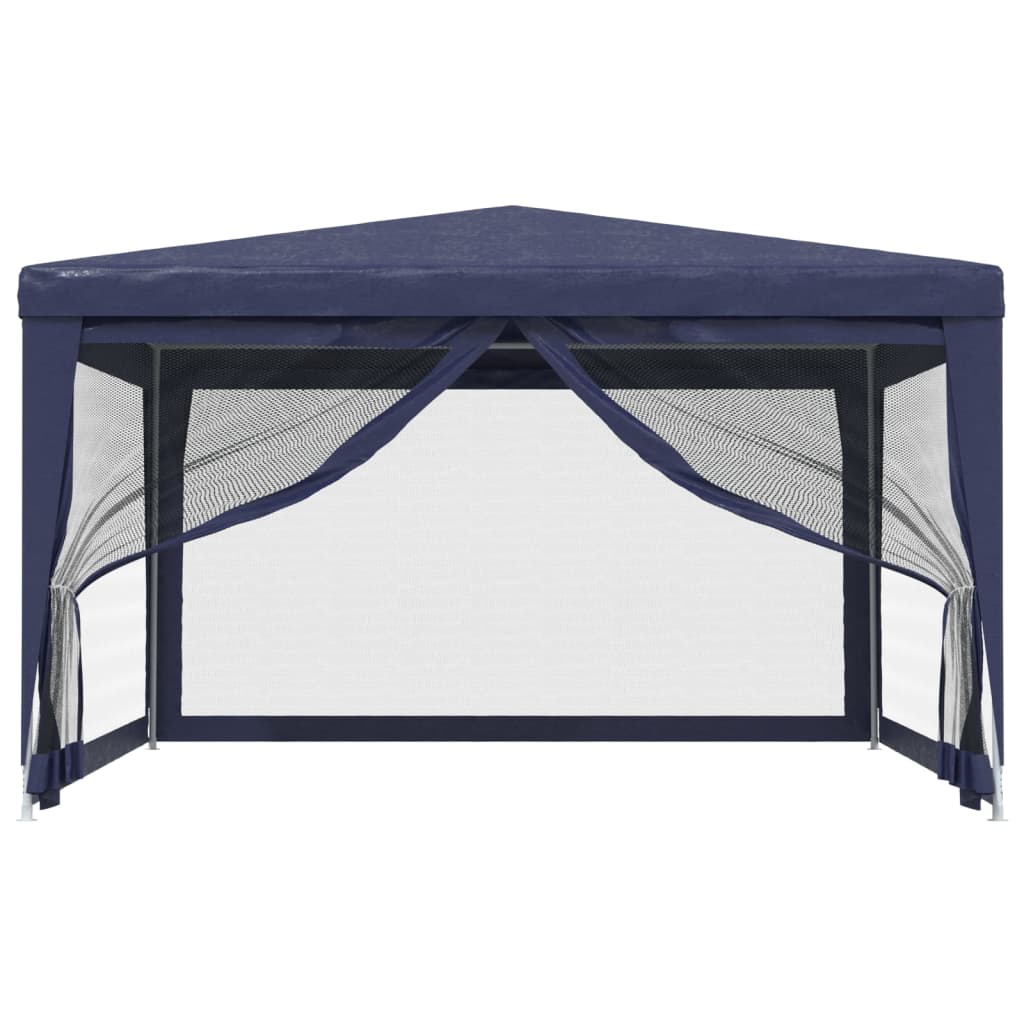 Tenda per Feste con 4 Pareti Laterali in Rete Blu 4x4 m HDPE