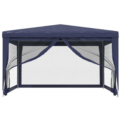 Tenda per Feste con 4 Pareti Laterali in Rete Blu 4x4 m HDPE