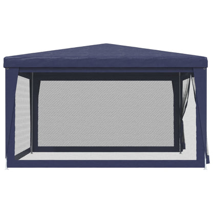 Tenda per Feste con 4 Pareti Laterali in Rete Blu 4x4 m HDPE