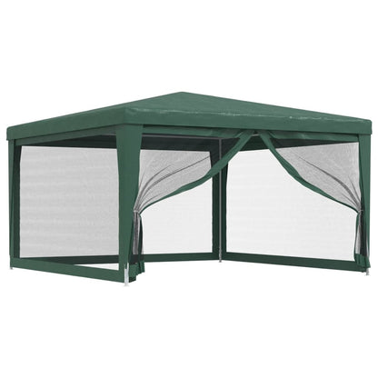 Tenda per Feste con 4 Pareti Laterali in Rete Verde 4x4 m HDPE