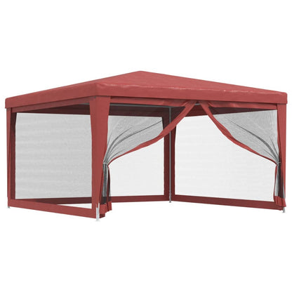 Tenda per Feste con Pareti Laterali in Rete Rossa 4x4 m HDPE