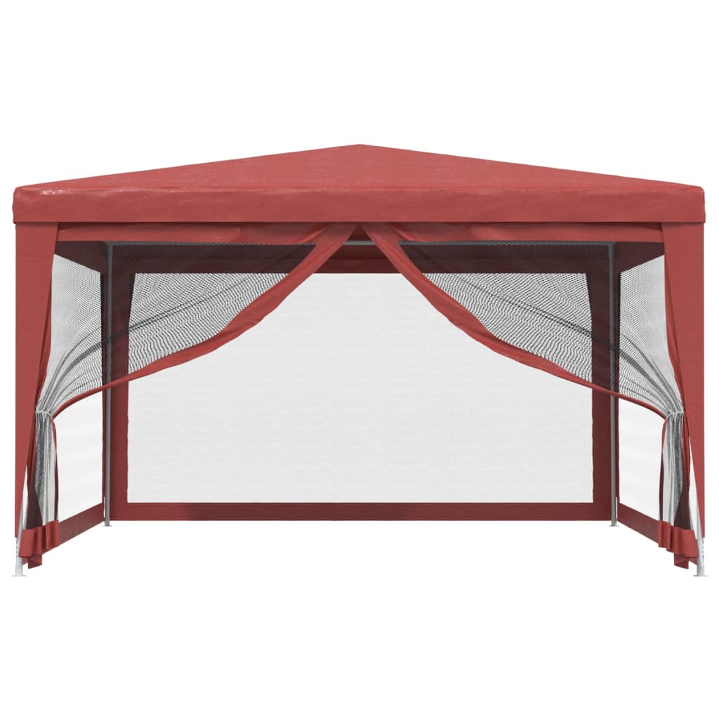 Tenda per Feste con Pareti Laterali in Rete Rossa 4x4 m HDPE