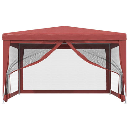 Tenda per Feste con Pareti Laterali in Rete Rossa 4x4 m HDPE