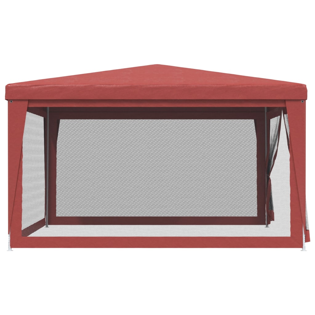 Tenda per Feste con Pareti Laterali in Rete Rossa 4x4 m HDPE
