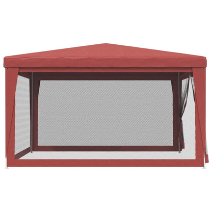 Tenda per Feste con Pareti Laterali in Rete Rossa 4x4 m HDPE