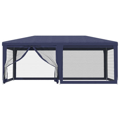 Tenda per Feste con 6 Pareti Laterali in Rete Blu 6x4 m HDPE