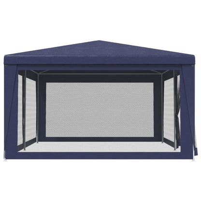 Tenda per Feste con 6 Pareti Laterali in Rete Blu 6x4 m HDPE