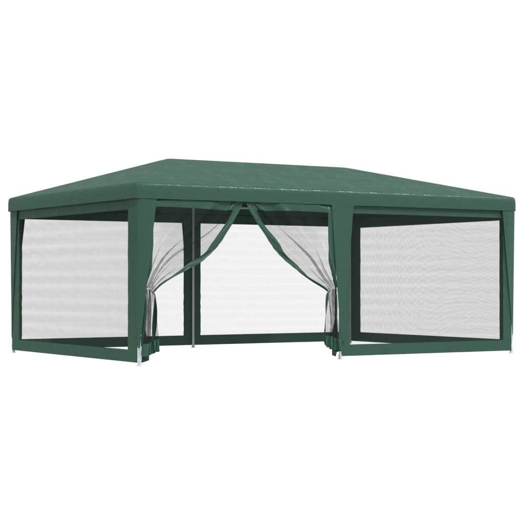 Tenda per Feste con 6 Pareti Laterali in Rete Verde 6x4 m HDPE