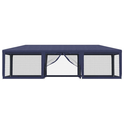 Tenda per Feste con 8 Pareti Laterali in Rete Blu 9x4 m HDPE