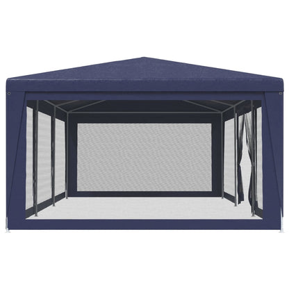 Tenda per Feste con 8 Pareti Laterali in Rete Blu 9x4 m HDPE