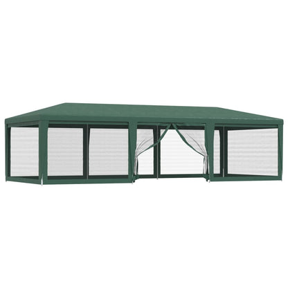 Tenda per Feste con 8 Pareti Laterali in Rete Verde 9x4 m HDPE