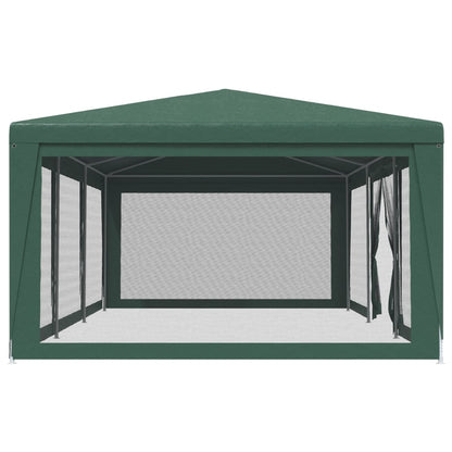 Tenda per Feste con 8 Pareti Laterali in Rete Verde 9x4 m HDPE