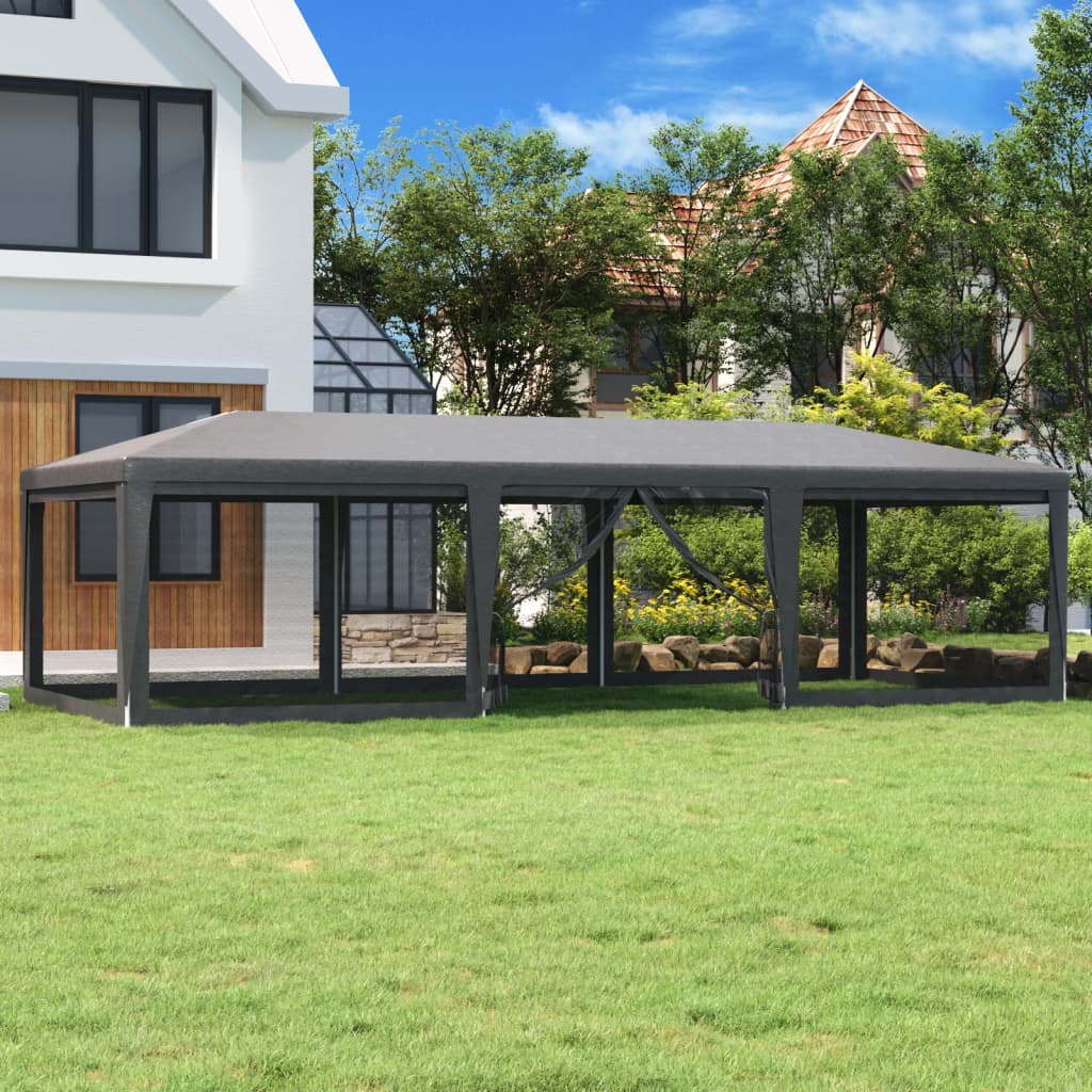 Tenda per Feste con 8 Pareti in Rete Antracite 9x4 m in HDPE
