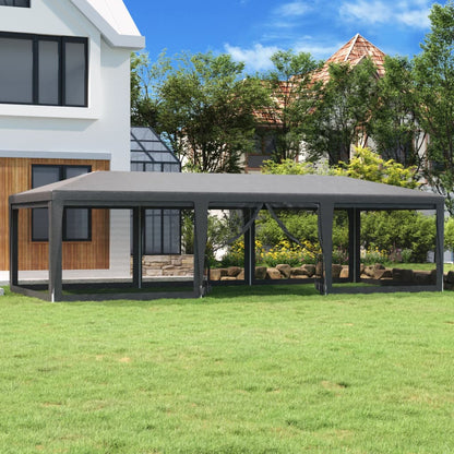 Tenda per Feste con 8 Pareti in Rete Antracite 9x4 m in HDPE