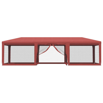 Tenda per Feste con 8 Pareti Laterali in Rete Rossa 9x4 m HDPE