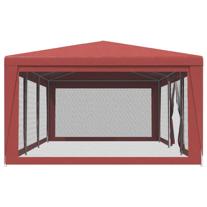 Tenda per Feste con 8 Pareti Laterali in Rete Rossa 9x4 m HDPE