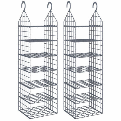 Organizer per Armadio da Appendere con 7 Ripiani 2 pz