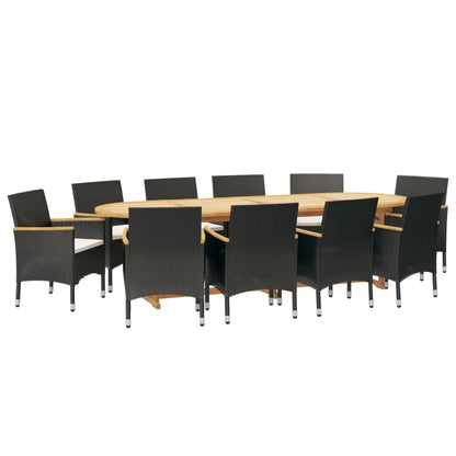 Set da Pranzo per Giardino 11 pz con Cuscini Nero