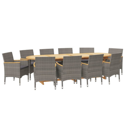 Set da Pranzo per Giardino 11 pz con Cuscini Grigio